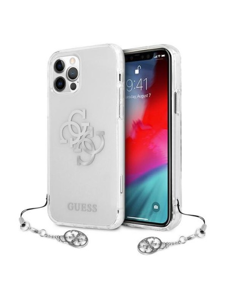 Guess 4G Silver Charms Collection dėklas, skirtas iPhone 12 Pro Max - skaidrus Guess 4G Silver Charms Collection dėklas, skirtas iPhone 12 Pro Max - skaidrus