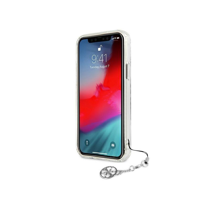 Guess 4G Silver Charms Collection dėklas, skirtas iPhone 12 Pro Max - skaidrus