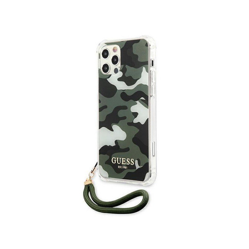 Guess Camo Collection dėklas, skirtas iPhone 12 Pro Max - žalias