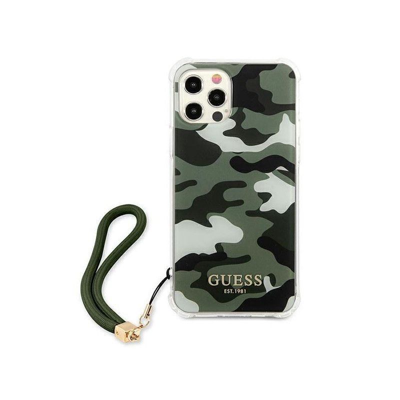 Guess Camo Collection dėklas, skirtas iPhone 12 Pro Max - žalias