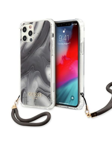 Guess Marble Collection dėklas, skirtas iPhone 12 Pro Max - pilkas