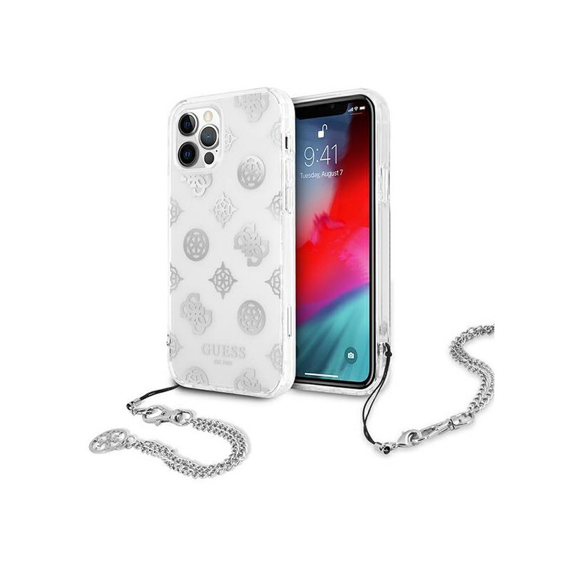 Guess Peony Chain Collection dėklas iPhone 12 Pro Max - sidabrinis Guess Peony Chain Collection dėklas iPhone 12 Pro Max - sidabrinis