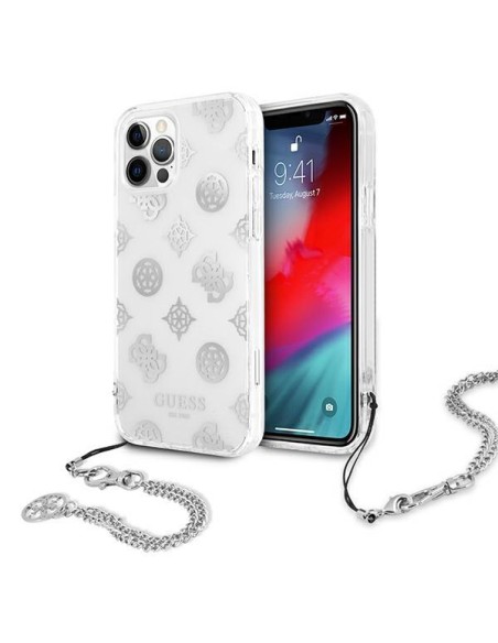 Guess Peony Chain Collection dėklas iPhone 12 Pro Max - sidabrinis Guess Peony Chain Collection dėklas iPhone 12 Pro Max - sidabrinis
