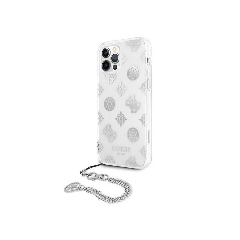 Guess Peony Chain Collection dėklas iPhone 12 Pro Max - sidabrinis