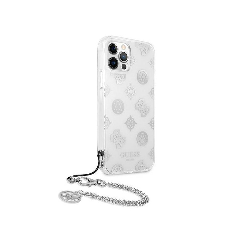 Guess Peony Chain Collection dėklas iPhone 12 Pro Max - sidabrinis