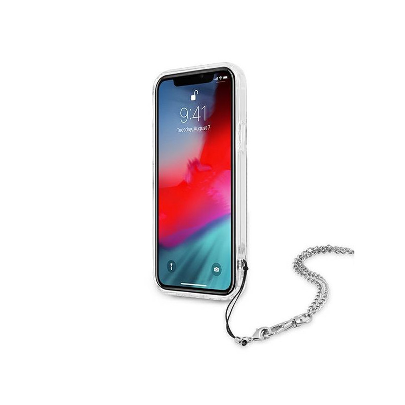 Guess Peony Chain Collection dėklas iPhone 12 Pro Max - sidabrinis