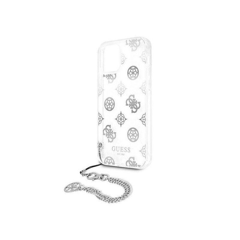 Guess Peony Chain Collection dėklas iPhone 12 Pro Max - sidabrinis