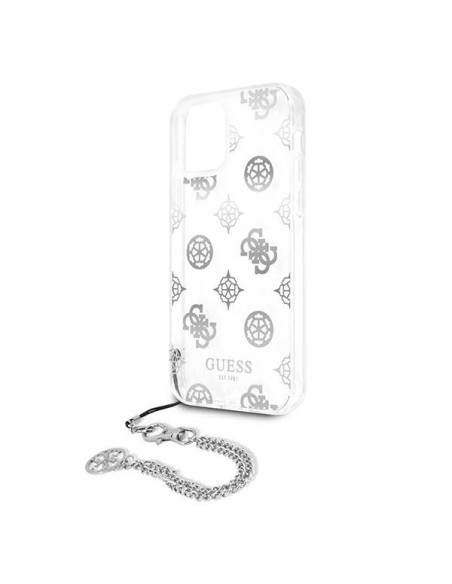 Guess Peony Chain Collection dėklas iPhone 12 Pro Max - sidabrinis Guess Peony Chain Collection dėklas iPhone 12 Pro Max - sidabrinis