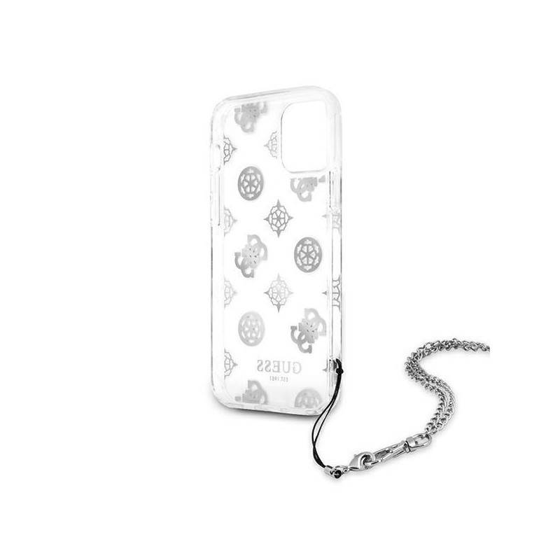 Guess Peony Chain Collection dėklas iPhone 12 Pro Max - sidabrinis