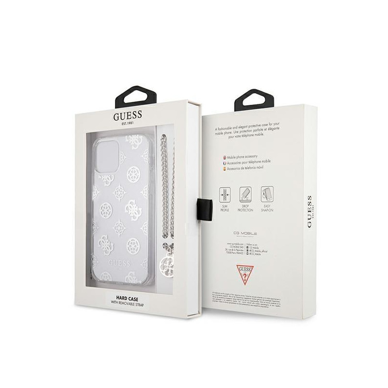 Guess Peony Chain Collection dėklas iPhone 12 Pro Max - sidabrinis