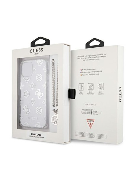 Guess Peony Chain Collection dėklas iPhone 12 Pro Max - sidabrinis Guess Peony Chain Collection dėklas iPhone 12 Pro Max - sidabrinis