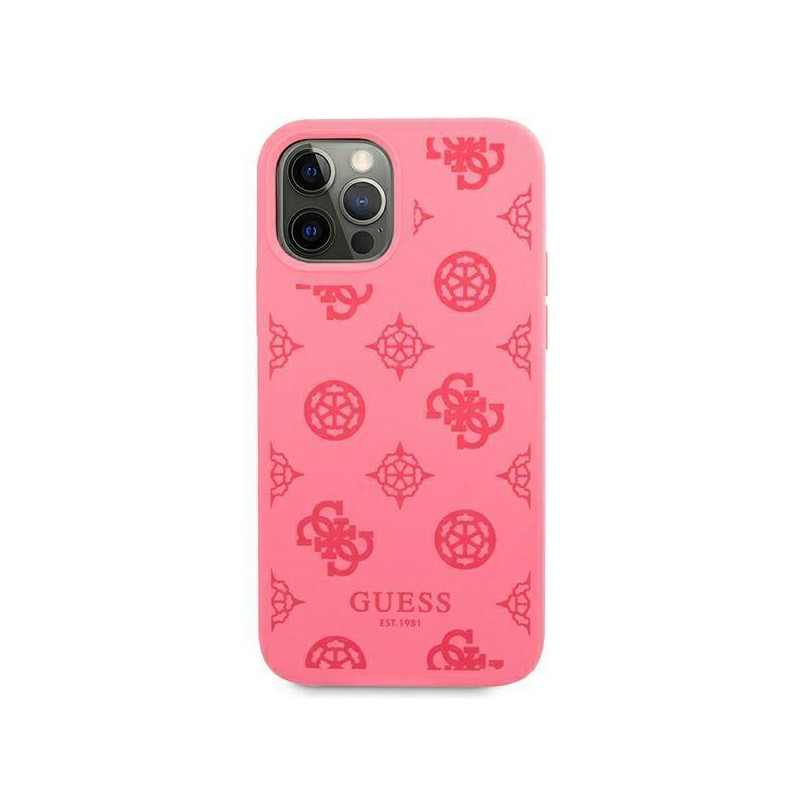 Guess Peony Collection dėklas, skirtas iPhone 12 Pro Max - fuksijos spalvos