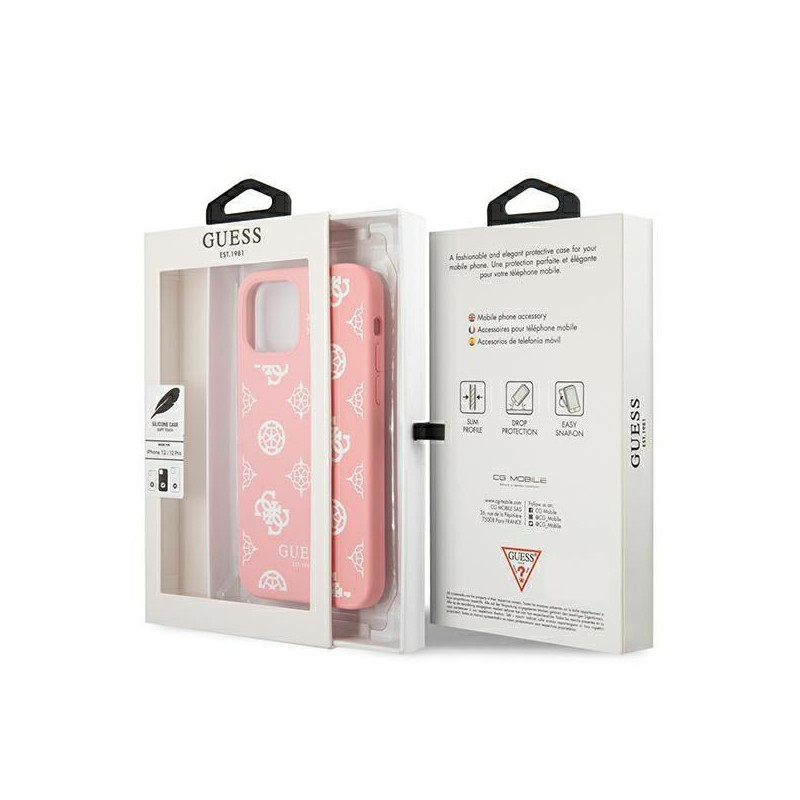 Guess Peony Collection dėklas, skirtas iPhone 12 Pro Max - rožinis