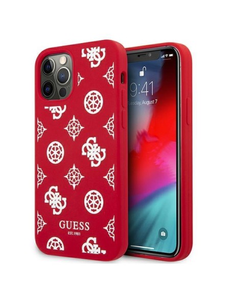 Guess Peony Collection dėklas, skirtas iPhone 12 Pro Max - raudonas