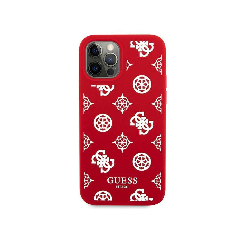 Guess Peony Collection dėklas, skirtas iPhone 12 Pro Max - raudonas