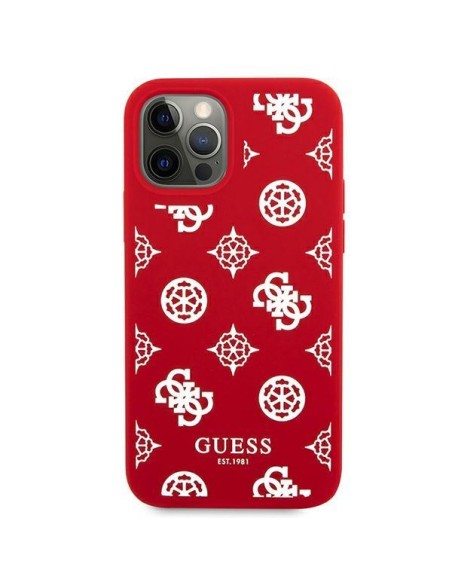 Guess Peony Collection dėklas, skirtas iPhone 12 Pro Max - raudonas