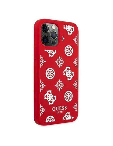 Guess Peony Collection dėklas, skirtas iPhone 12 Pro Max - raudonas