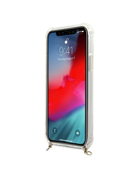 Guess 4G Brown Strap Gold Chain Case, skirtas iPhone 12 / iPhone 12 Pro – skaidrus Guess 4G Brown Strap Gold Chain Case, skirtas iPhone 12 / iPhone 12 Pro – skaidrus