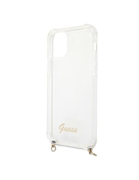 Guess 4G Brown Strap Gold Chain Case, skirtas iPhone 12 / iPhone 12 Pro – skaidrus Guess 4G Brown Strap Gold Chain Case, skirtas iPhone 12 / iPhone 12 Pro – skaidrus