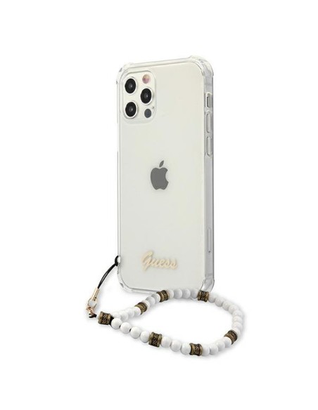 Guess White Pearl dėklas, skirtas iPhone 12 / iPhone 12 Pro - skaidrus Guess White Pearl dėklas, skirtas iPhone 12 / iPhone 12 Pro - skaidrus