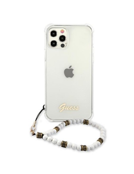 Guess White Pearl dėklas, skirtas iPhone 12 / iPhone 12 Pro - skaidrus Guess White Pearl dėklas, skirtas iPhone 12 / iPhone 12 Pro - skaidrus