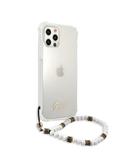 Guess White Pearl dėklas, skirtas iPhone 12 / iPhone 12 Pro - skaidrus Guess White Pearl dėklas, skirtas iPhone 12 / iPhone 12 Pro - skaidrus
