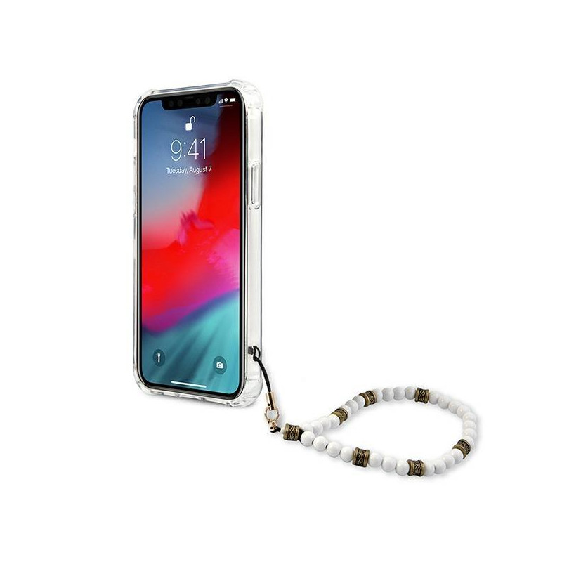 Guess White Pearl dėklas, skirtas iPhone 12 / iPhone 12 Pro - skaidrus