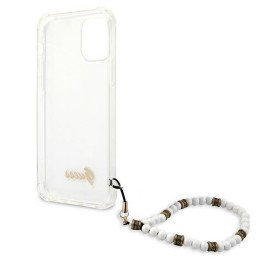 Guess White Pearl dėklas, skirtas iPhone 12 / iPhone 12 Pro - skaidrus