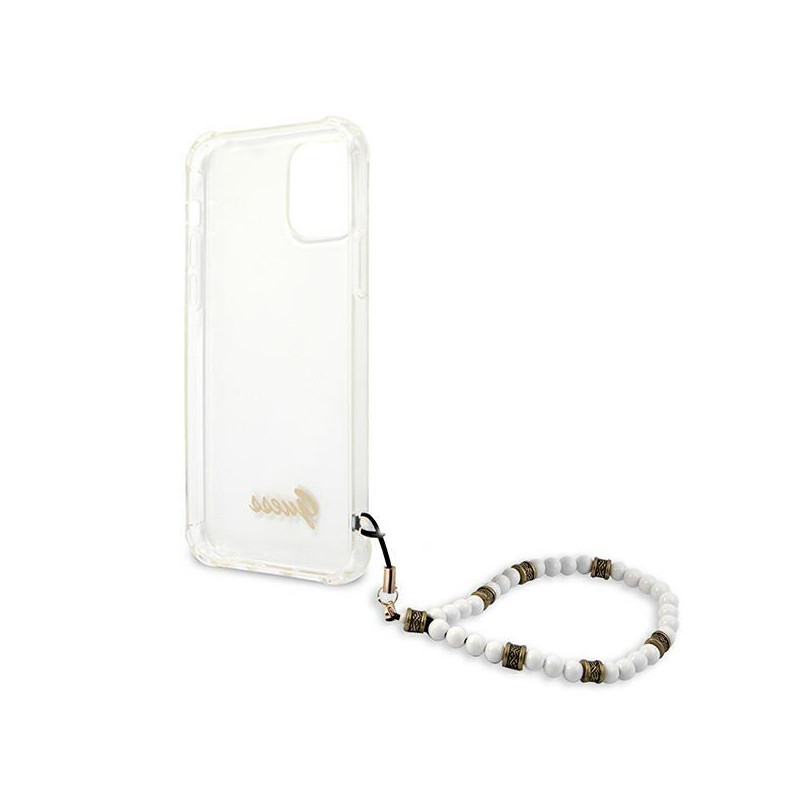 Guess White Pearl dėklas, skirtas iPhone 12 / iPhone 12 Pro - skaidrus