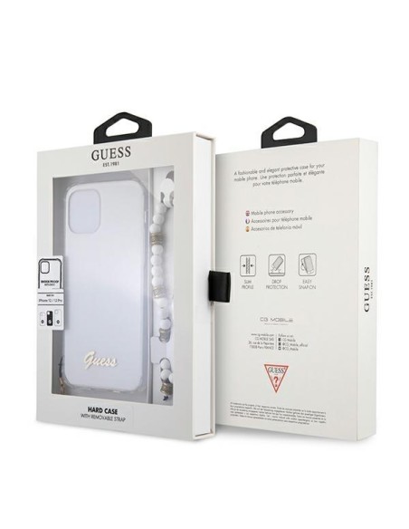 Guess White Pearl dėklas, skirtas iPhone 12 / iPhone 12 Pro - skaidrus Guess White Pearl dėklas, skirtas iPhone 12 / iPhone 12 Pro - skaidrus