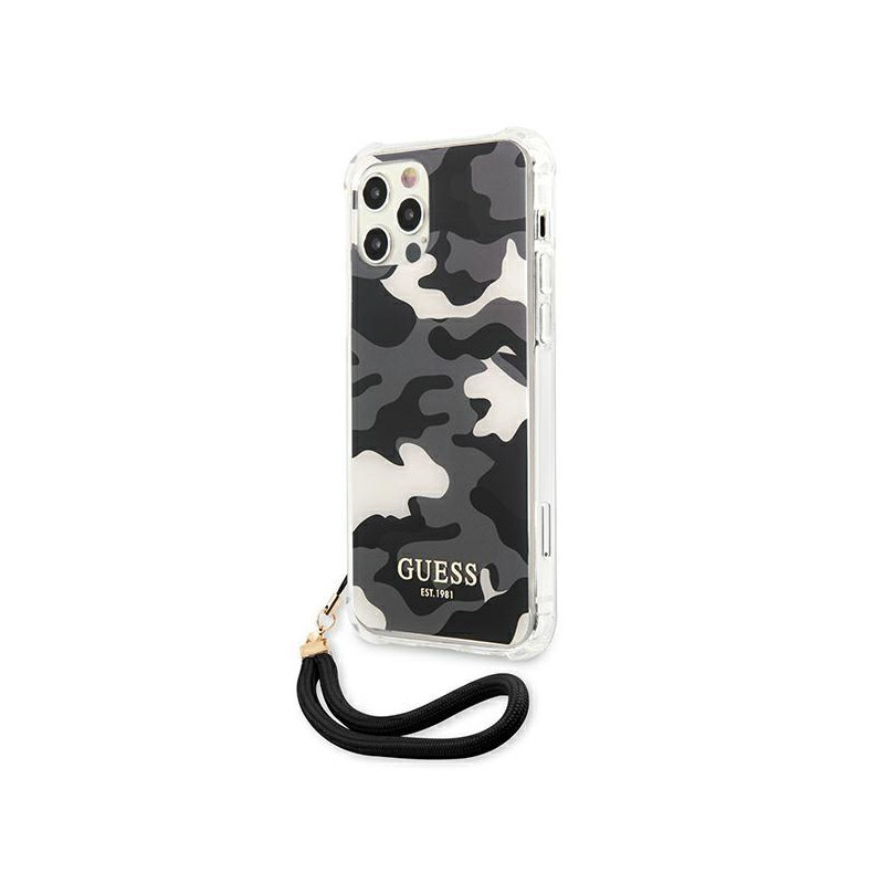 Guess Camo Collection dėklas, skirtas iPhone 12 / iPhone 12 Pro - juodas