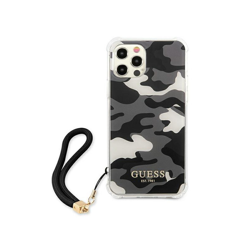 Guess Camo Collection dėklas, skirtas iPhone 12 / iPhone 12 Pro - juodas