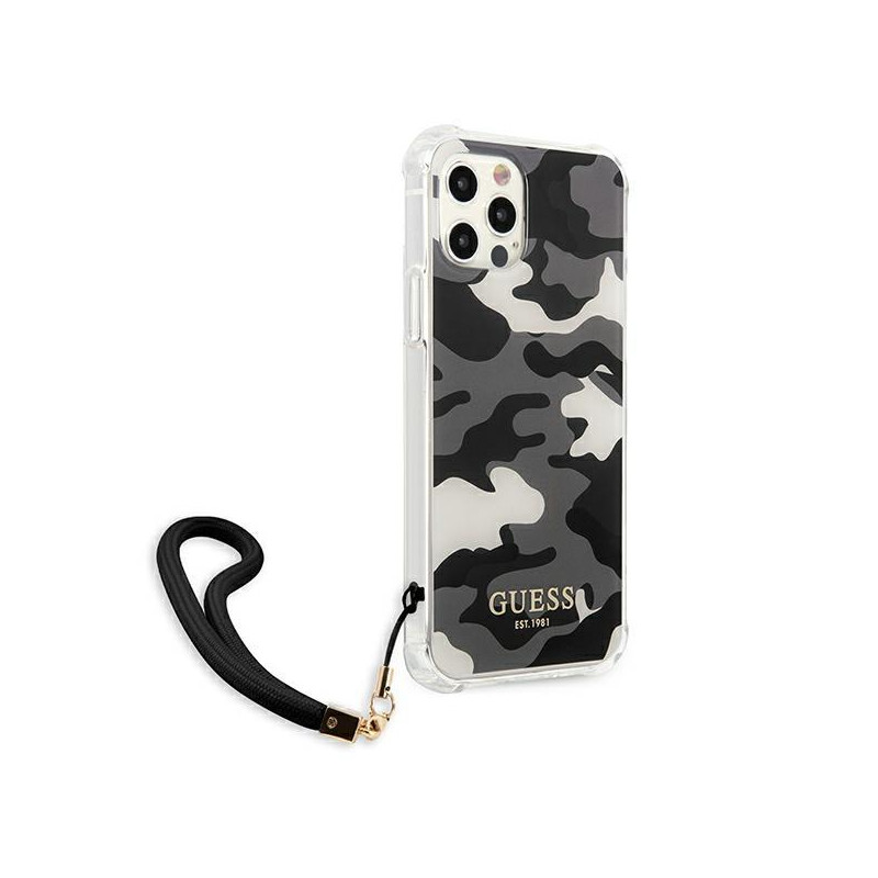 Guess Camo Collection dėklas, skirtas iPhone 12 / iPhone 12 Pro - juodas