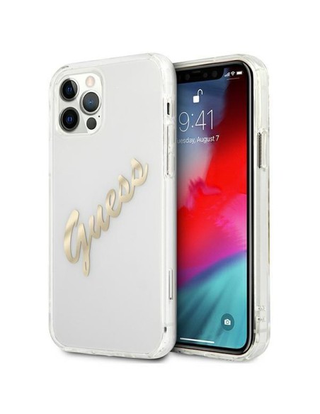 Guess Vintage Script Gold dėklas, skirtas iPhone 12 / iPhone 12 Pro - skaidrus Guess Vintage Script Gold dėklas, skirtas iPhone 12 / iPhone 12 Pro - skaidrus
