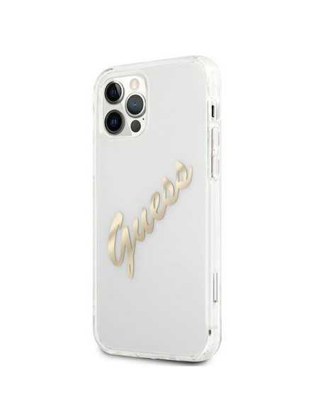 Guess Vintage Script Gold dėklas, skirtas iPhone 12 / iPhone 12 Pro - skaidrus Guess Vintage Script Gold dėklas, skirtas iPhone 12 / iPhone 12 Pro - skaidrus