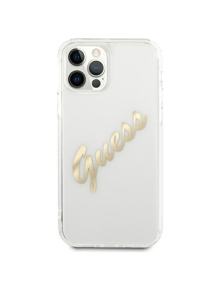 Guess Vintage Script Gold dėklas, skirtas iPhone 12 / iPhone 12 Pro - skaidrus Guess Vintage Script Gold dėklas, skirtas iPhone 12 / iPhone 12 Pro - skaidrus