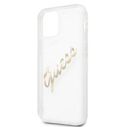 Guess Vintage Script Gold dėklas, skirtas iPhone 12 / iPhone 12 Pro - skaidrus