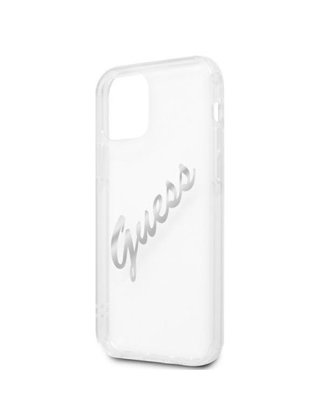 Guess Vintage Script Sidabrinis dėklas, skirtas iPhone 12 / iPhone 12 Pro - skaidrus Guess Vintage Script Sidabrinis dėklas, skirtas iPhone 12 / iPhone 12 Pro - skaidrus