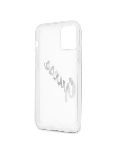 Guess Vintage Script Sidabrinis dėklas, skirtas iPhone 12 / iPhone 12 Pro - skaidrus Guess Vintage Script Sidabrinis dėklas, skirtas iPhone 12 / iPhone 12 Pro - skaidrus
