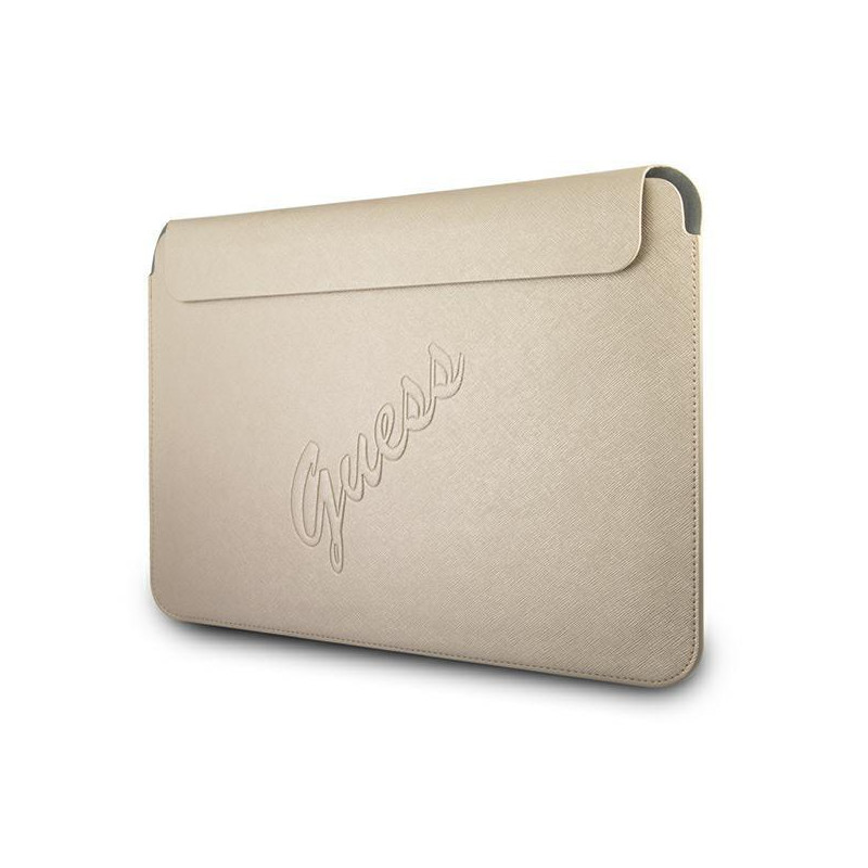 Guess Saffiano Script dėklas 13 colių nešiojamam kompiuteriui – auksinis