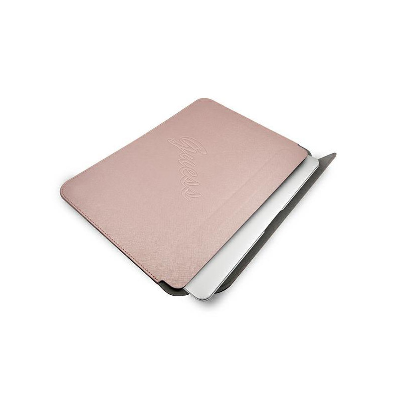 Guess Saffiano Script dangtelis 13" nešiojamam kompiuteriui – rožinis
