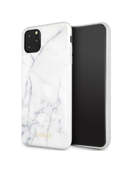 Guess GUHCN65HYMAWH iPhone 11 Pro Max baltas/ baltas marmuras Guess GUHCN65HYMAWH iPhone 11 Pro Max baltas/ baltas marmuras