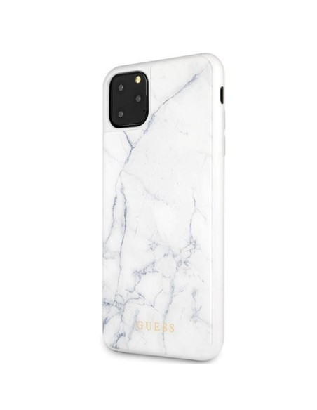 Guess GUHCN65HYMAWH iPhone 11 Pro Max baltas/ baltas marmuras Guess GUHCN65HYMAWH iPhone 11 Pro Max baltas/ baltas marmuras