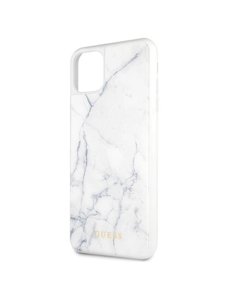 Guess GUHCN65HYMAWH iPhone 11 Pro Max baltas/ baltas marmuras Guess GUHCN65HYMAWH iPhone 11 Pro Max baltas/ baltas marmuras