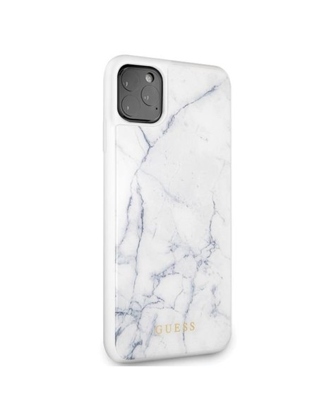 Guess GUHCN65HYMAWH iPhone 11 Pro Max baltas/ baltas marmuras Guess GUHCN65HYMAWH iPhone 11 Pro Max baltas/ baltas marmuras