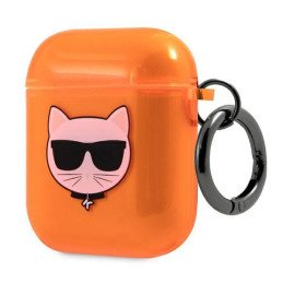 Karl Lagerfeld Choupette dėklas, skirtas AirPods 1/ 2 – oranžinis
