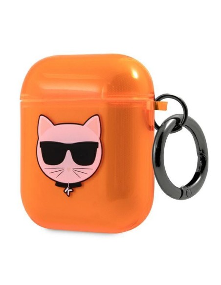 Karl Lagerfeld Choupette dėklas, skirtas AirPods 1/ 2 – oranžinis