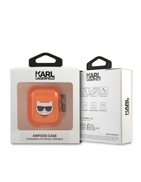 Karl Lagerfeld Choupette dėklas, skirtas AirPods 1/ 2 – oranžinis