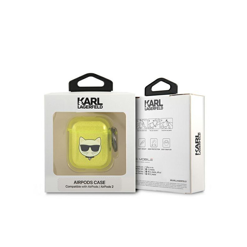Karl Lagerfeld Choupette dėklas, skirtas AirPods 1/ 2 – geltonas
