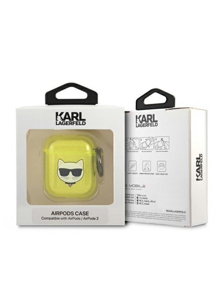 Karl Lagerfeld Choupette dėklas, skirtas AirPods 1/ 2 – geltonas Karl Lagerfeld Choupette dėklas, skirtas AirPods 1/ 2 – geltonas